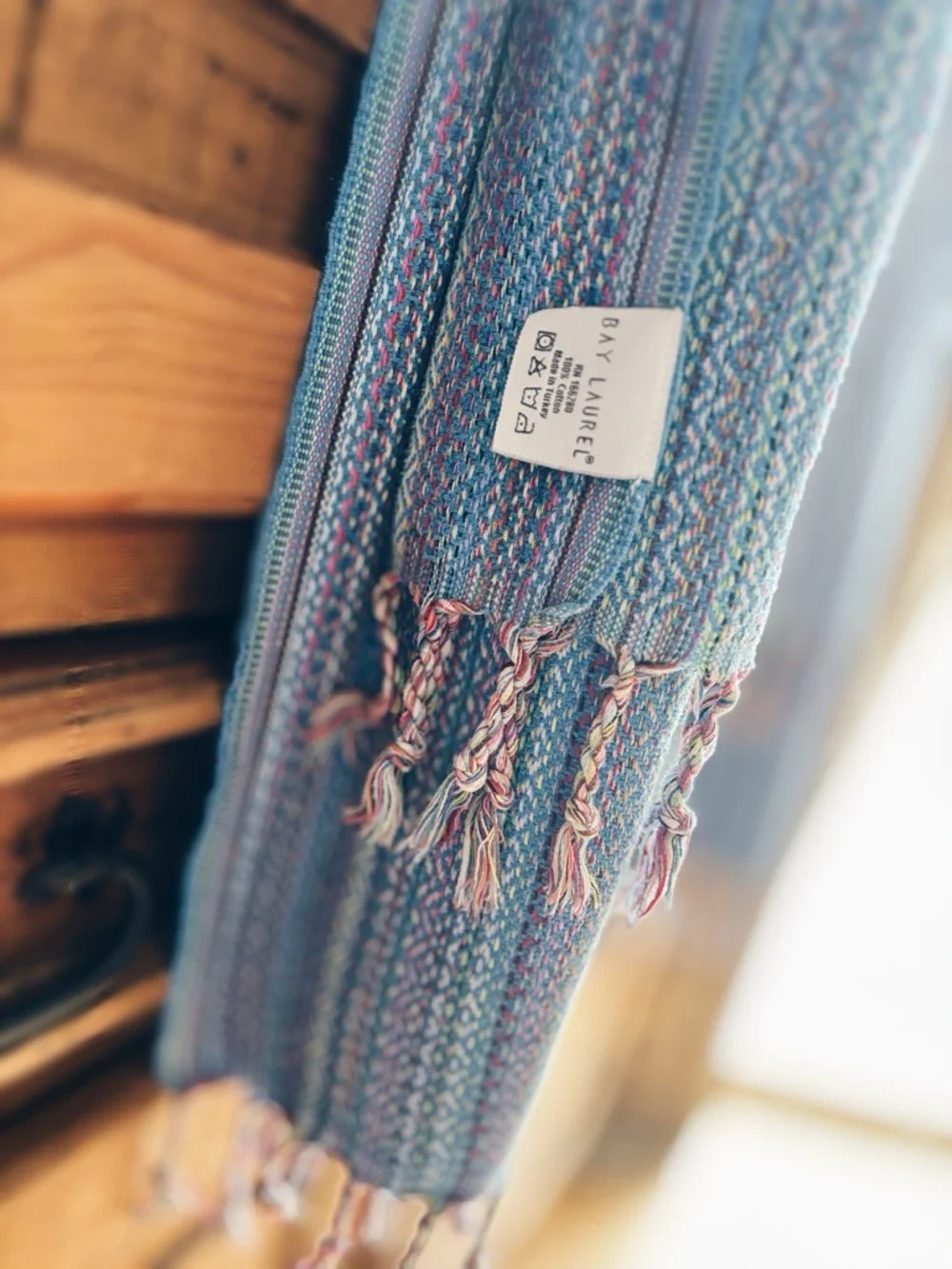 Pre-loved Vintage Bay Laurel Turkish Peshtemal Towel / Wrap